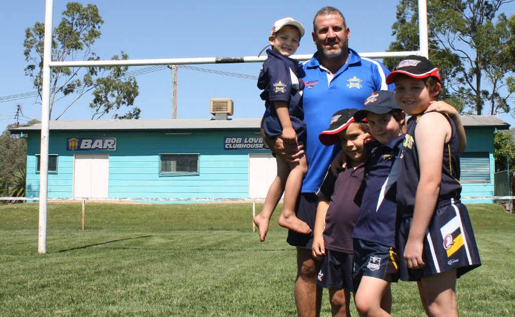 Emerald Cowboys vice president James Verzeletti and family, ahead of tomorrow night’s kick-off in round one of the Central Highlands Rugby League. Emerald Cowboys vice president James Verzeletti and family, ahead of tomorrow night’s kick-off in round one of the Central Highlands Rugby League.